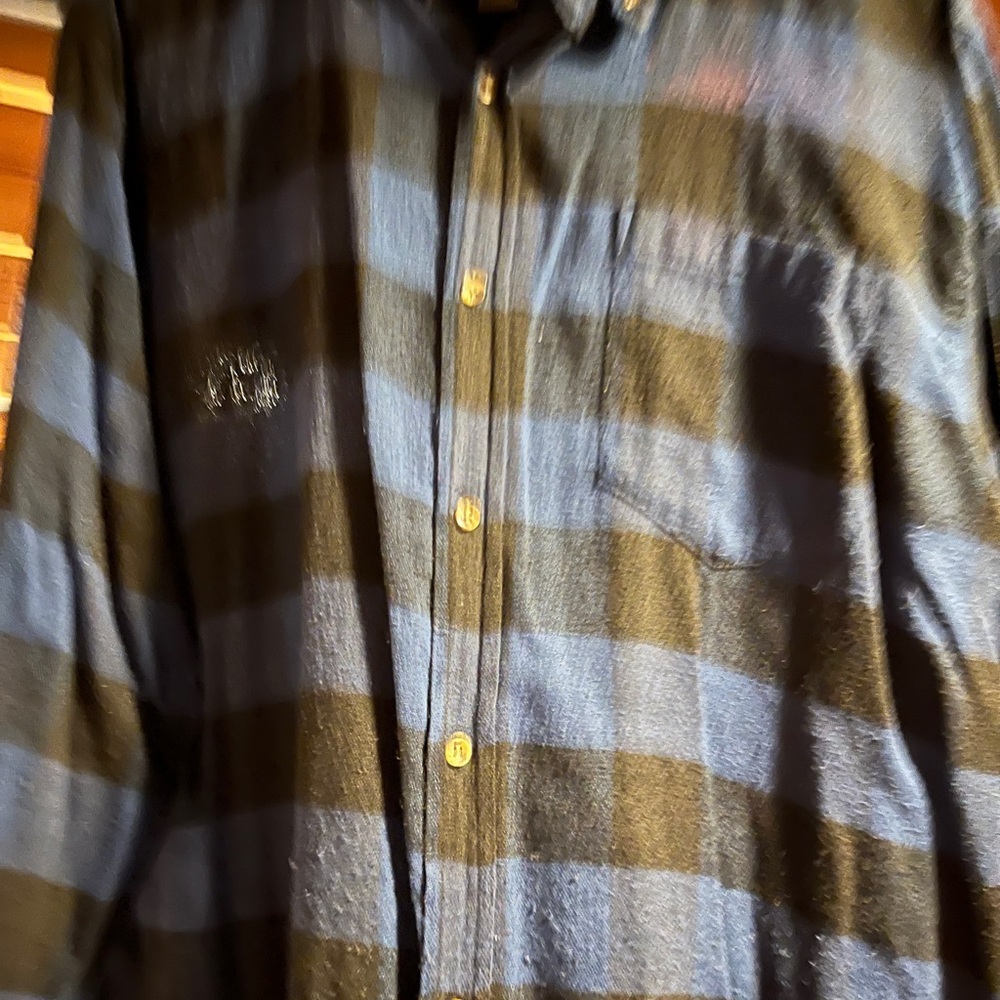 Men's Blue and Black Plaid Casual Button Down Shirt